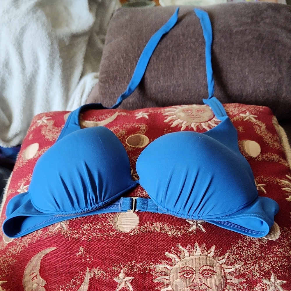 Blue Halter Bikini Top